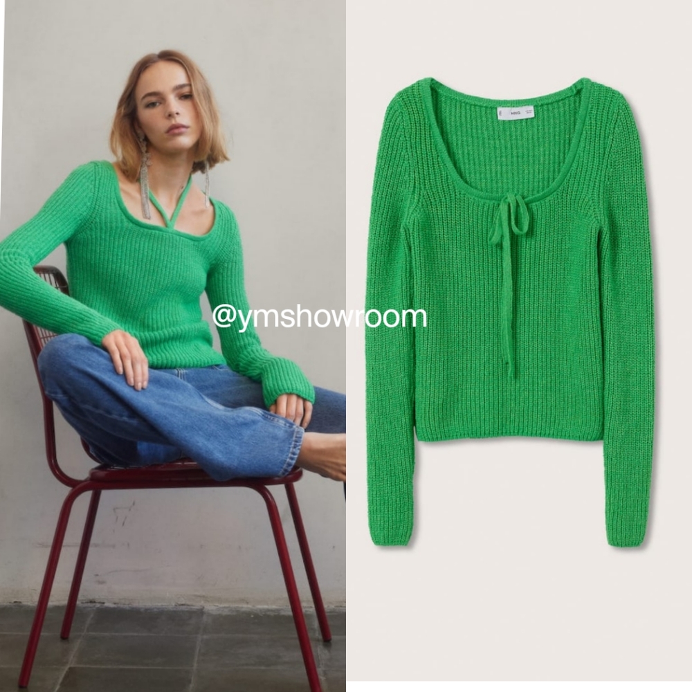 MANGO Bow collar sweater